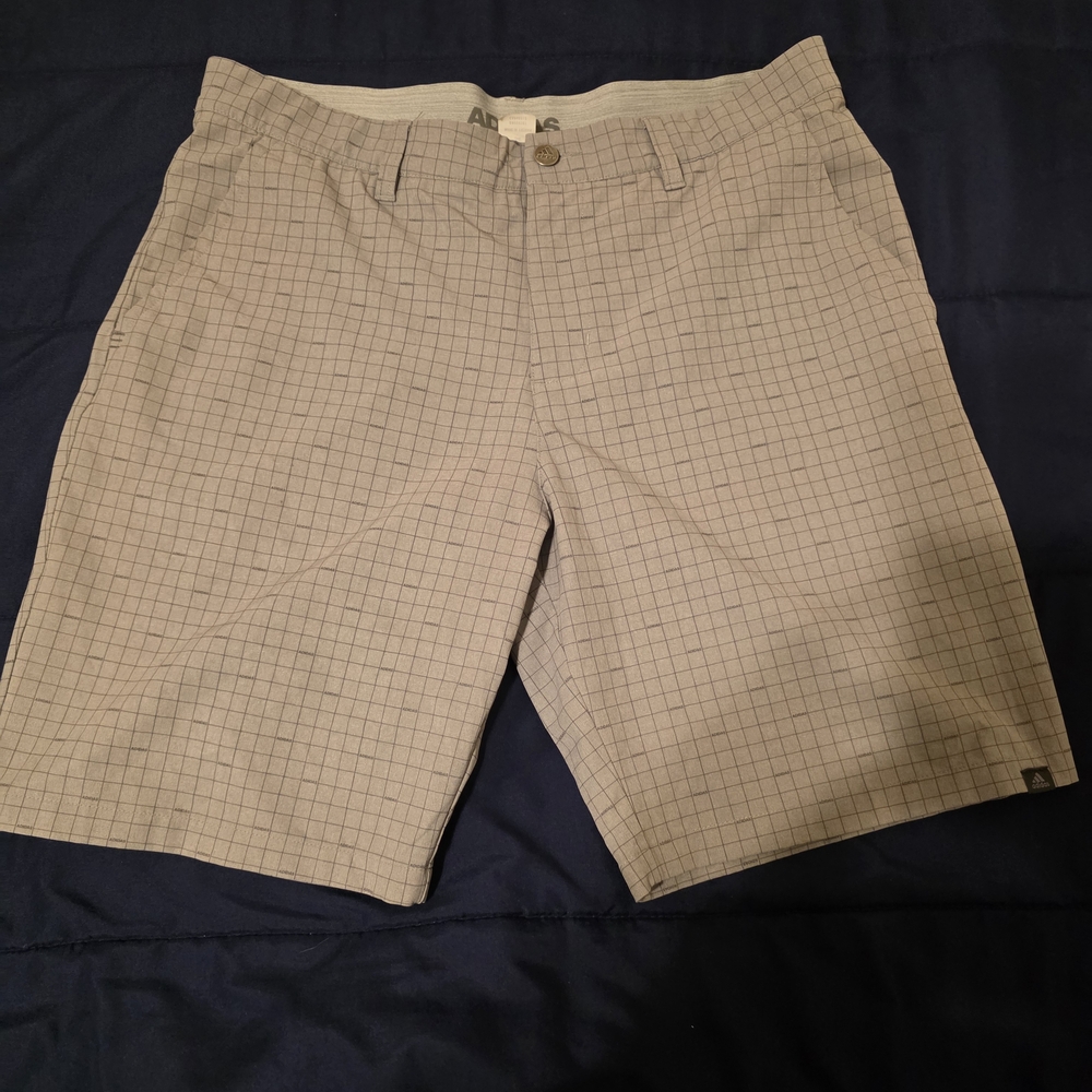 adidas Men's Light Gray Checkered Shorts